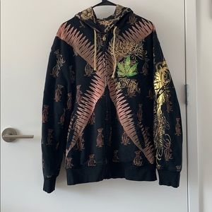 Christian Audigier reversible pot leaf hoodie